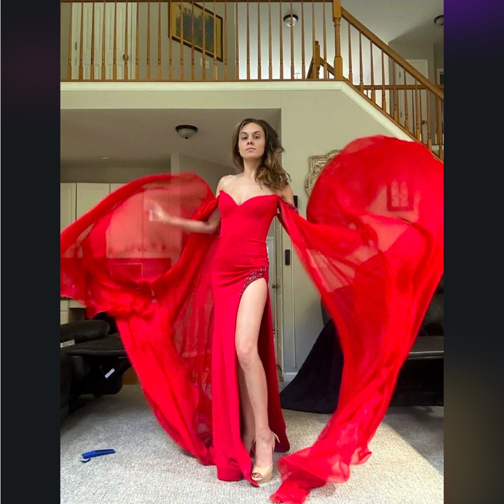 Jovani National level red mermaid pageant dress